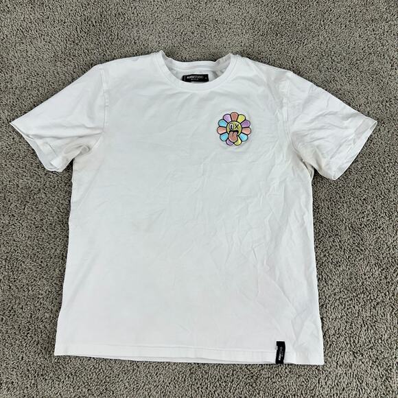 Roku Studio Shirt Mens L White Multicolor Daisy Flower Embroidery Casual READ - Picture 1 of 15